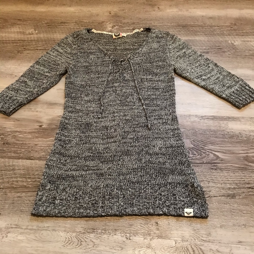 Roxy 3/4 Sleeve Tunic Sweater black and White Sz L